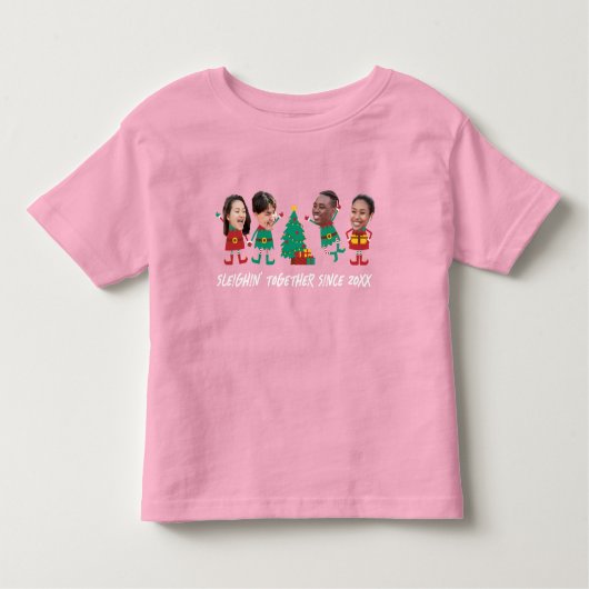 Gepersonaliseerde Grappige Gezichtsfoto Kerstelf Kinder Shirts (Voorkant)