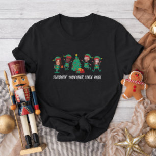 Gepersonaliseerde Grappige Gezichtsfoto Kerstelf T-shirt
