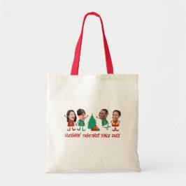 Gepersonaliseerde Grappige Gezichtsfoto Kerstelf Tote Bag