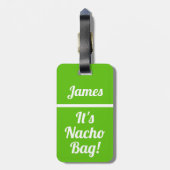 Gepersonaliseerde grappige groene aandacht bagagelabel (Achterkant verticaal)