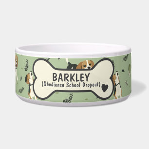 Gepersonaliseerde grappige groene en tan beagle ho voerbakje