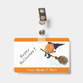 Gepersonaliseerde Grappige Halloween Badge Witch P (Achterkant met clip)