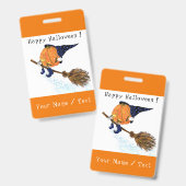 Gepersonaliseerde Grappige Halloween Badges Heks P (Voor- en achterkant)