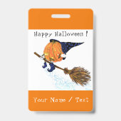 Gepersonaliseerde Grappige Halloween Badges Heks P (Achterkant)