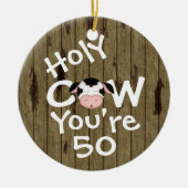 Gepersonaliseerde grappige Heilige Koe 50ste Humou Keramisch Ornament (Voorkant)