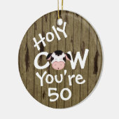 Gepersonaliseerde grappige Heilige Koe 50ste Humou Keramisch Ornament (Links)