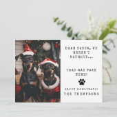 Gepersonaliseerde Grappige Hond Foto Kerst Afbeeld Feestdagenkaart (Staand voorkant)