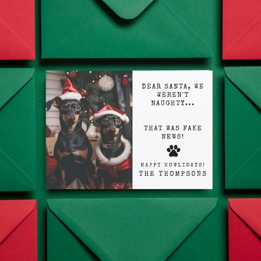 Gepersonaliseerde Grappige Hond Foto Kerst Afbeeld Feestdagenkaart