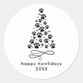 Gepersonaliseerde Grappige Hond Kerstmis Gelukkige Ronde Sticker (Voorkant)