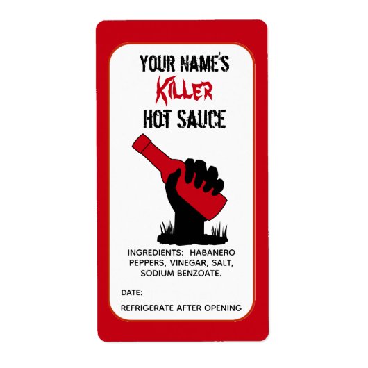 Gepersonaliseerde Grappige Hot Sauce Labels Zombie (Voorkant)