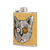 Gepersonaliseerde grappige kat monogram heupfles (Links)