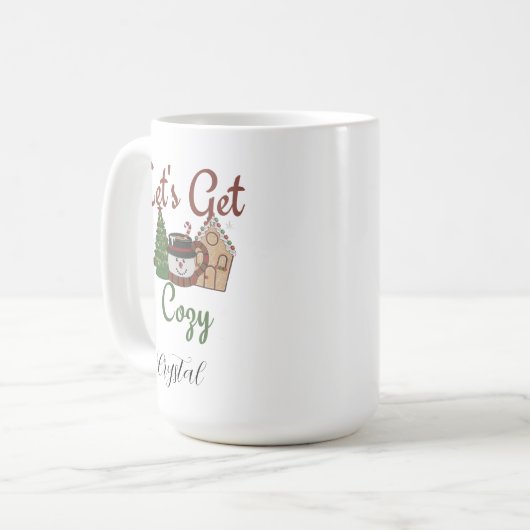 Gepersonaliseerde grappige kerst koffie gezegde koffiemok (Voorkant links)