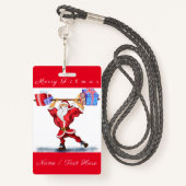 Gepersonaliseerde Grappige Kerstmis Naam Badge San (Achterkant met draagriem)