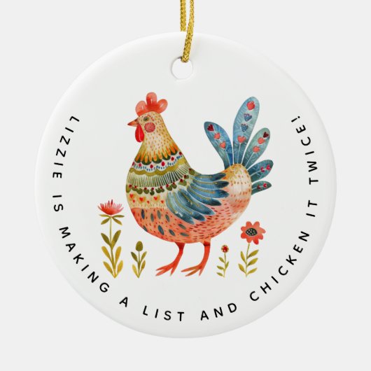 Gepersonaliseerde Grappige Kip Gift Keramisch Ornament (Voorkant)