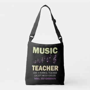 Gepersonaliseerde grappige kleurrijke muziek leraa crossbody tas