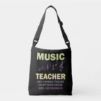 Gepersonaliseerde grappige kleurrijke muziek leraa crossbody tas