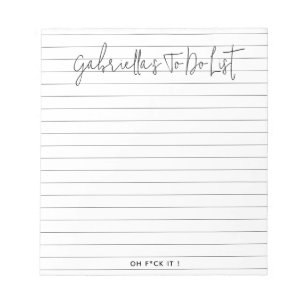 Gepersonaliseerde grappige lijst om te doen notitieblok