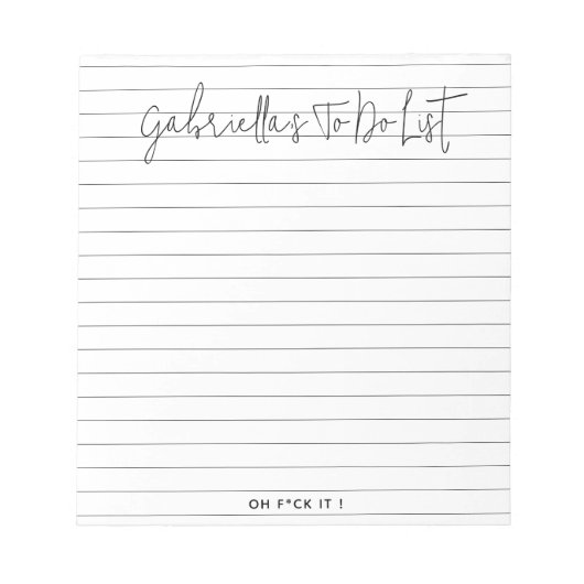 Gepersonaliseerde grappige lijst om te doen notitieblok (Voorkant)