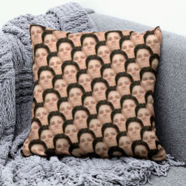 Gepersonaliseerde grappige overlappende gezicht fo kussen