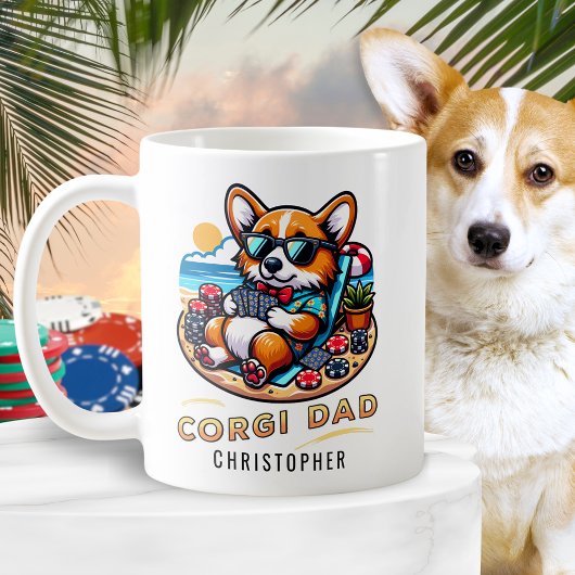 Gepersonaliseerde Grappige Poker Speler Corgi Hond Koffiemok