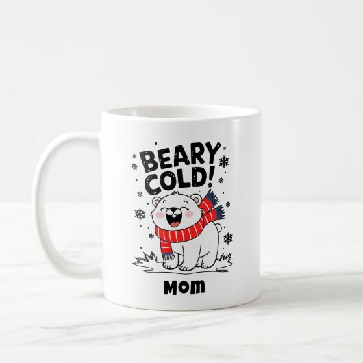Gepersonaliseerde Grappige Polar Beary Koude Kerst Koffiemok (Links)