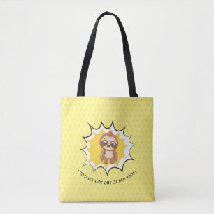 Gepersonaliseerde grappige quote Gele polka stip Tote Bag