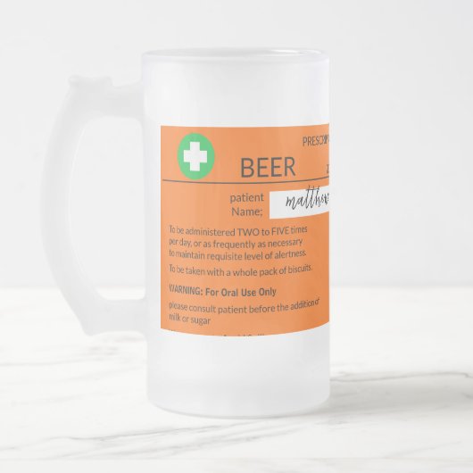 Gepersonaliseerde grappige recept Frosted Beer Mok (Links)