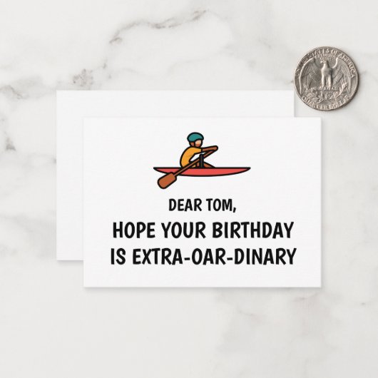 Gepersonaliseerde Grappige Roeien Gelukkige Verjaa Notitiekaartje (Voorkant / Achterkant in situ)