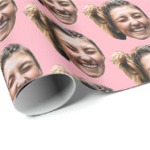 Gepersonaliseerde Grappige Roze Aangepaste Gezicht Cadeaupapier (Rol Hoek)