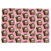 Gepersonaliseerde Grappige Roze Aangepaste Gezicht Groot Cadeauzakje (Achterkant)