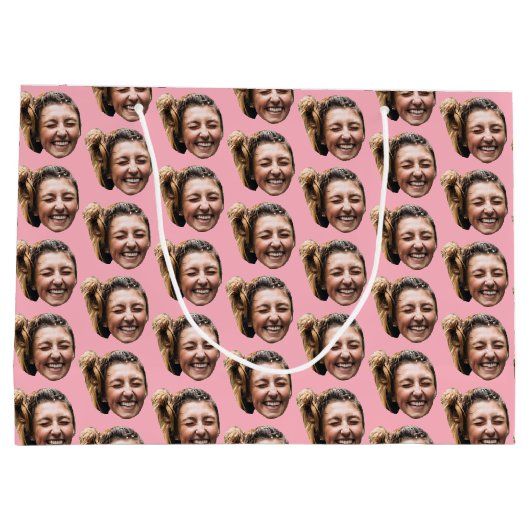 Gepersonaliseerde Grappige Roze Aangepaste Gezicht Groot Cadeauzakje (Achterkant)
