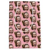 Gepersonaliseerde Grappige Roze Aangepaste Gezicht Medium Cadeauzakje (Voorkant)