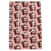 Gepersonaliseerde Grappige Roze Aangepaste Gezicht Medium Cadeauzakje (Achterkant)