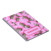 Gepersonaliseerde grappige roze kat notitieboek (Rechterzijde)