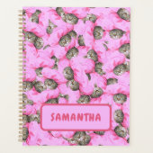 Gepersonaliseerde grappige roze kat planner (Voorkant)