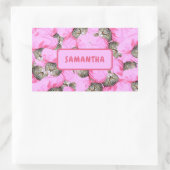 Gepersonaliseerde grappige roze kat rechthoekige sticker (Tas)