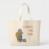 Gepersonaliseerde grappige schaap breister met gar grote tote bag (Voorkant)