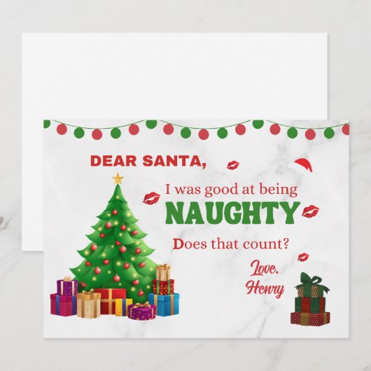 GEPERSONALISEERDE GRAPPIGE SCHATTIGEE STOUTE KERST FEESTDAGENKAART (Voorkant / Achterkant)