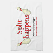 Gepersonaliseerde grappige splitsing gebeurt met b theedoek (Verticaal)