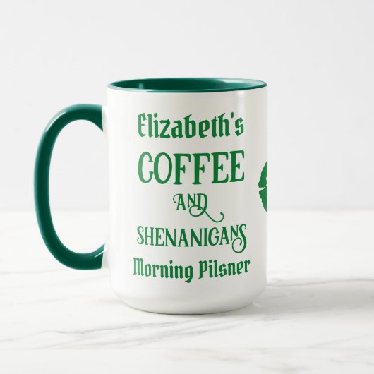 Gepersonaliseerde Grappige St. Patrick's Day Groen Mok (Links)
