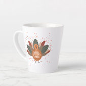 Gepersonaliseerde Grappige Thanksgiving Turkije in Latte Mok (Linkerhoek)