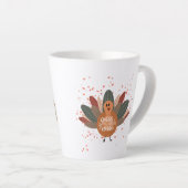 Gepersonaliseerde Grappige Thanksgiving Turkije in Latte Mok (Rechterhoek)