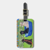 Gepersonaliseerde Grappige Zwembad Feest Labradors Bagagelabel (Voorkant verticaal)