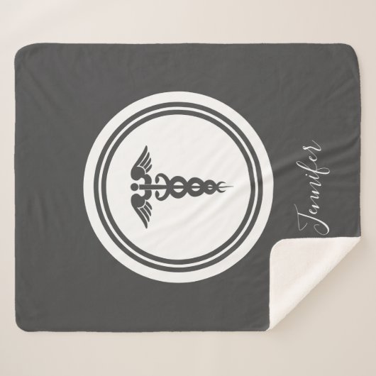 Gepersonaliseerde Gray Hamd Lettered Medical Caduc Sherpa Deken (Voorkant (horizontaal))