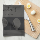 GEPERSONALISEERDE GRAY SPOON FORK SKIMMER CHEF KIT THEEDOEK (Quarter Fold)