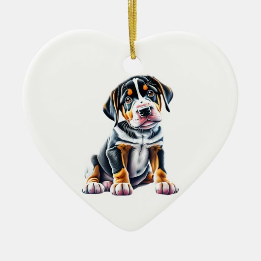Gepersonaliseerde Greater Swiss Mountain Dog Puppy Keramisch Ornament (Voorkant)
