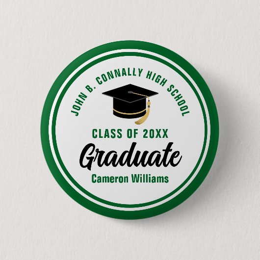 Gepersonaliseerde Green Afstuderen Keepsake Afstud Ronde Button 5,7 Cm (Voorkant)