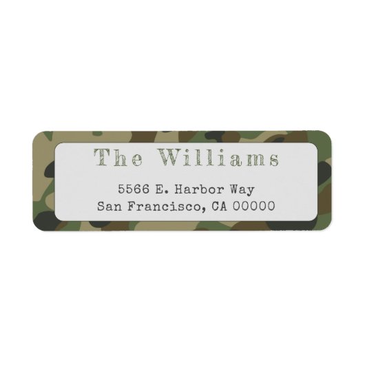 Gepersonaliseerde Green Army Camouflage retouradre Etiket (Voorkant)