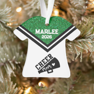 Gepersonaliseerde Green & Black Cheer Mom Ornament