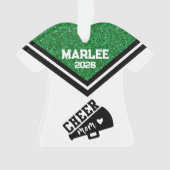 Gepersonaliseerde Green & Black Cheer Mom Ornament (voorkant)